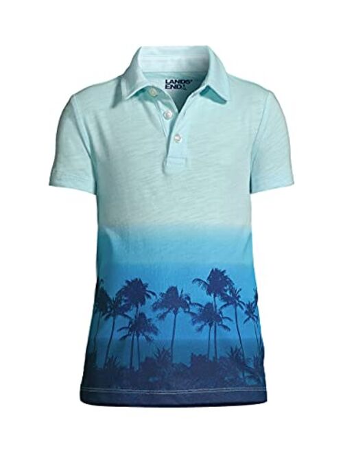 Lands' End Boys Short Sleeve Colorblock Pocket Slub Polo