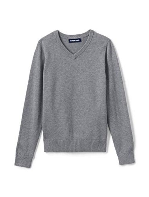 Lands' End School Uniform Boys Cotton Modal Fine Gauge V-Neck Sweater