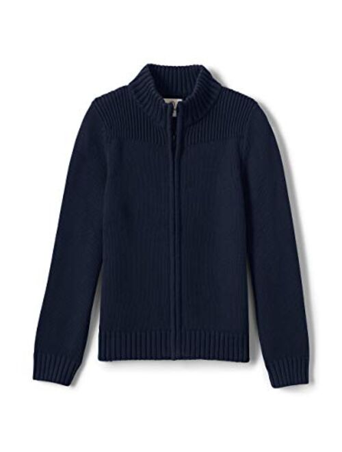 Lands' End School Uniform Boys Cotton Modal Zip Front Cardigan Sweater