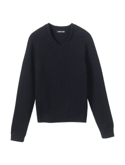 Kids Lands' End Solid V-Neck Sweater