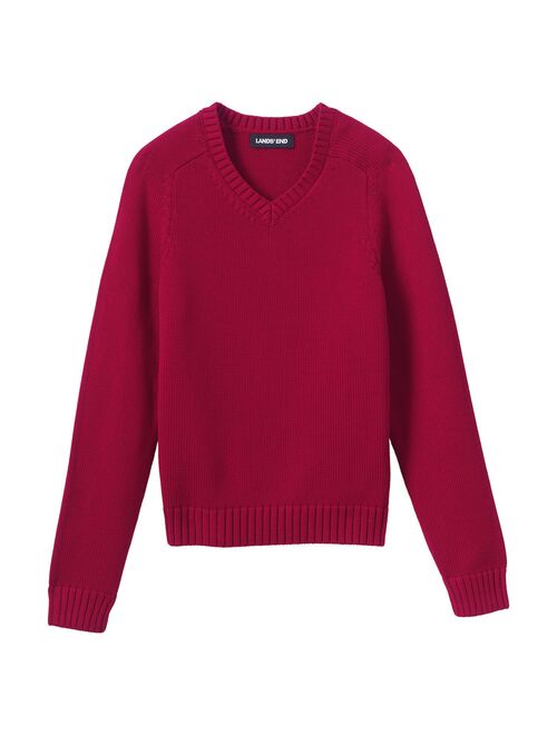 Kids Lands' End Solid V-Neck Sweater