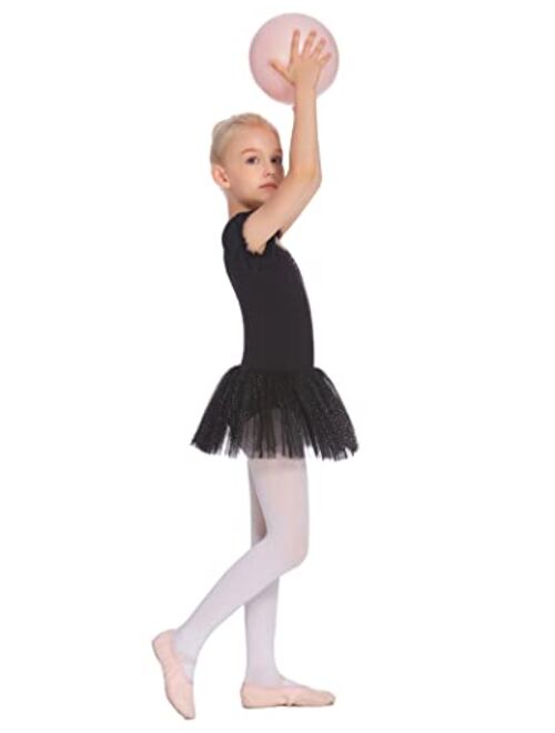 Zaclotre Toddler Ballet Leotards,Kids Ruffle Sleeve Sparkle Skirted,Girls Criss Cross Back Tutu Dance Dresses