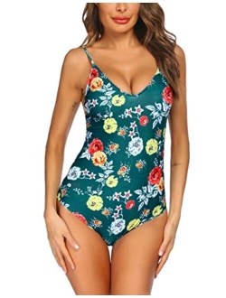 One Piece Swimsuits Women Bathing Suit V Neck Swimwear Tummy Control Monokini Sexy Cross Backless Swimming Suits