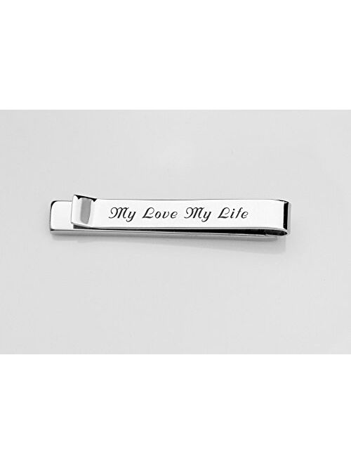 A & L Engraving Personalized Silver Stainless Steel Brushed Tie Clip Bar Custom Engraved Free - Ships from USA