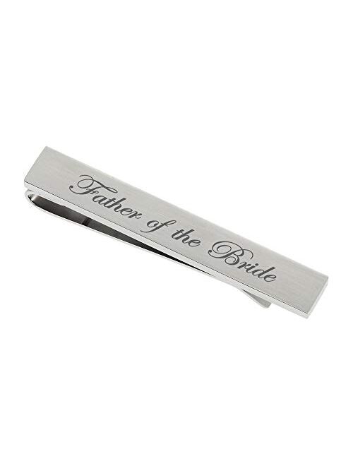 A & L Engraving Personalized Silver Stainless Steel Brushed Tie Clip Bar Custom Engraved Free - Ships from USA