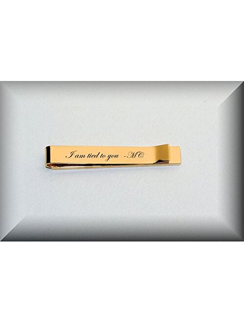 A & L Engraving Personalized High Polished Gold Tie Clip Bar Custom Engraved Free - Ships from USA