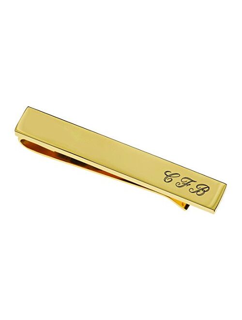 A & L Engraving Personalized High Polished Gold Tie Clip Bar Custom Engraved Free - Ships from USA