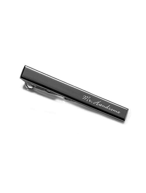 A & L Engraving Personalized Black Gunmetal Tie Bar Clip Custom Engraved Free - Ships from USA