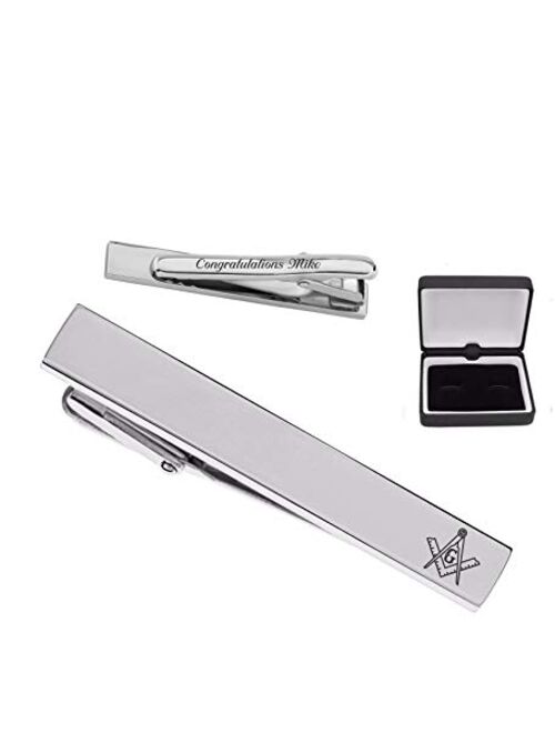 A & L Engraving Personalized Silver Stainless Steel Tie Clip for Freemasons Custom Engraved Free - Ships from USA