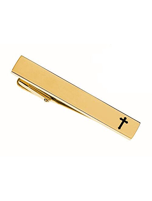 A & L Engraving Personalized Gold Stainless Steel Cross Tie Clip Custom Engraved Free - Ships from USA