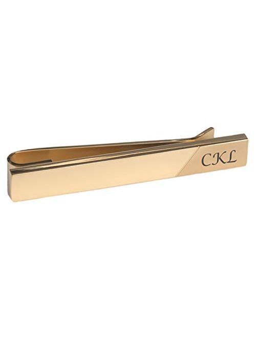 A & L Engraving Personalized Gold Two Tone Stainless Steel Tie Clip Bar Engraved Free - Ships from USA