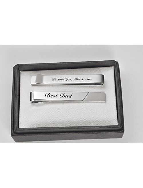 A & L Engraving Personalized Stainless Steel Two Tone Satin Tie Clip Custom Engraved Free - Ships from USA