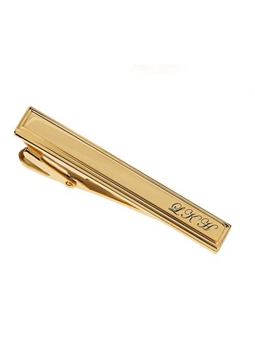 A & L Engraving Personalized Gold Stainless Steel Beveled Tie Clip Bar Custom Engraved Free - Ships from USA