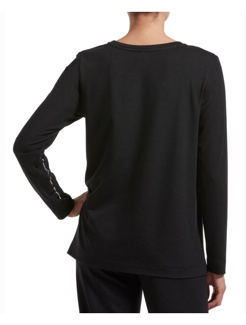 Hue Plus Size Solid Long Sleeve Lounge T-Shirt