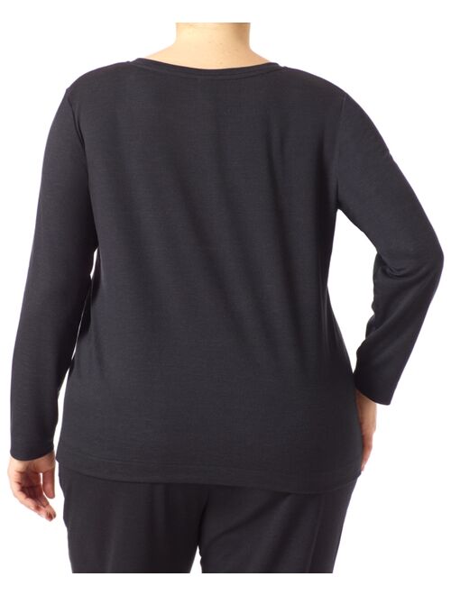 Hue Plus Size Solid Long Sleeve Lounge T-Shirt