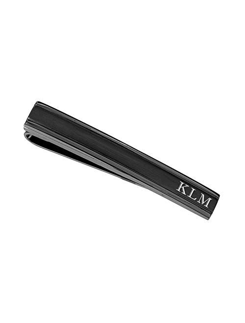 A & L Engraving Personalized Black Gunmetal Two Tone Tie Bar Clip Custom Engraved Free - Ships from USA