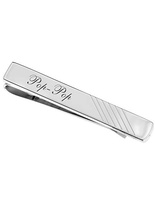 A & L Engraving Personalized Stainless Steel Silver Slide on Tie Clip Bar Custom Engraved Free - Ships from USA