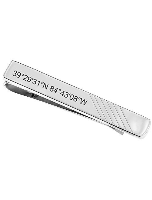 A & L Engraving Personalized Stainless Steel Silver Slide on Tie Clip Bar Custom Engraved Free - Ships from USA