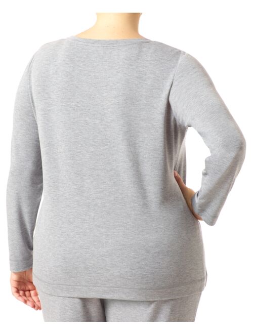 Hue Plus Size Solid Long Sleeve Lounge T-Shirt