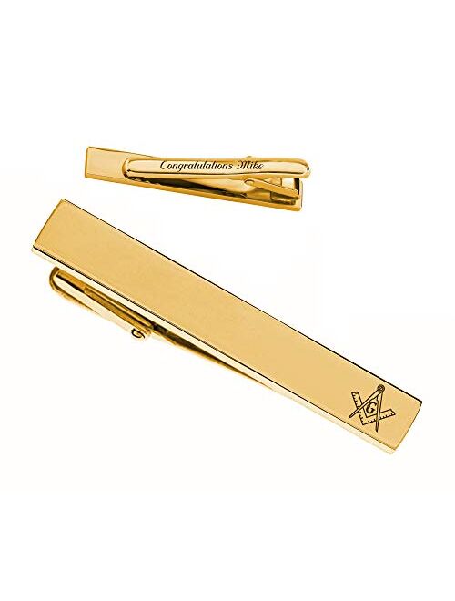 A & L Engraving Personalized Gold Stainless Steel Tie Clip for Freemasons Custom Engraved Free - Ships from USA