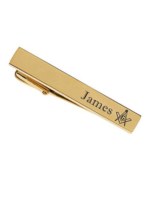 A & L Engraving Personalized Gold Stainless Steel Tie Clip for Freemasons Custom Engraved Free - Ships from USA