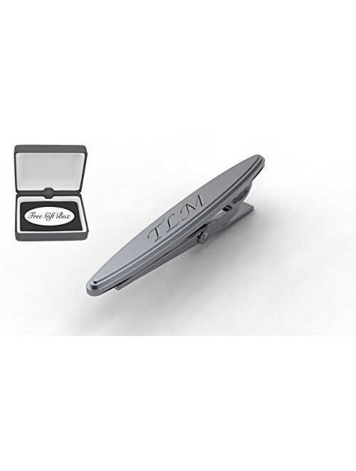 A & L Engraving Personalized Stainless Steel Silver Oval Beveled Edge Tie Clip Custom Engraved Free - Ships from USA