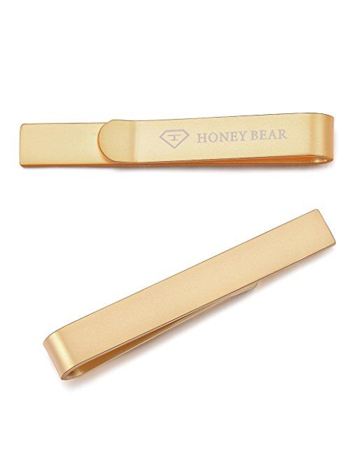 HONEY BEAR Mens Boys Skinny Tie Clip Bar for Narrow Tie Wedding Gift 4cm