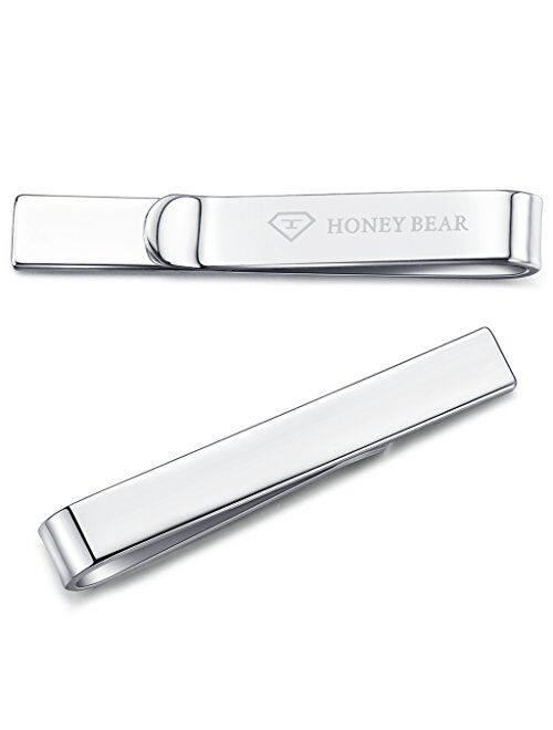 HONEY BEAR Mens Boys Skinny Tie Clip Bar for Narrow Tie Wedding Gift 4cm