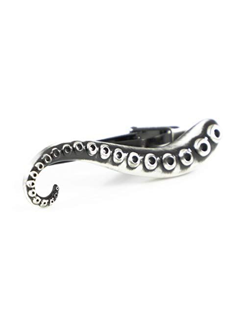 MENDEPOT Octopus Limb Tie Bar Burnished Silver Tone Octopus Limb Tie Clip in Box