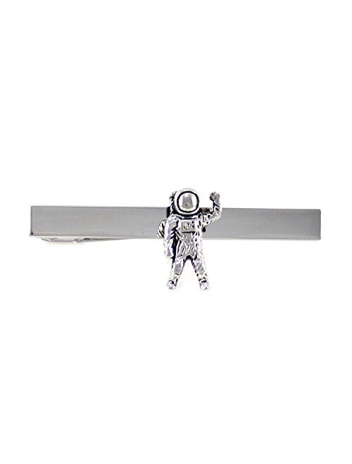 MENDEPOT Antique Silver Tone Astronaut Tie Clip Space Pilot Tie Clip with Box