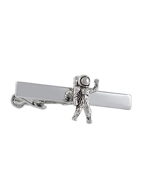 MENDEPOT Antique Silver Tone Astronaut Tie Clip Space Pilot Tie Clip with Box