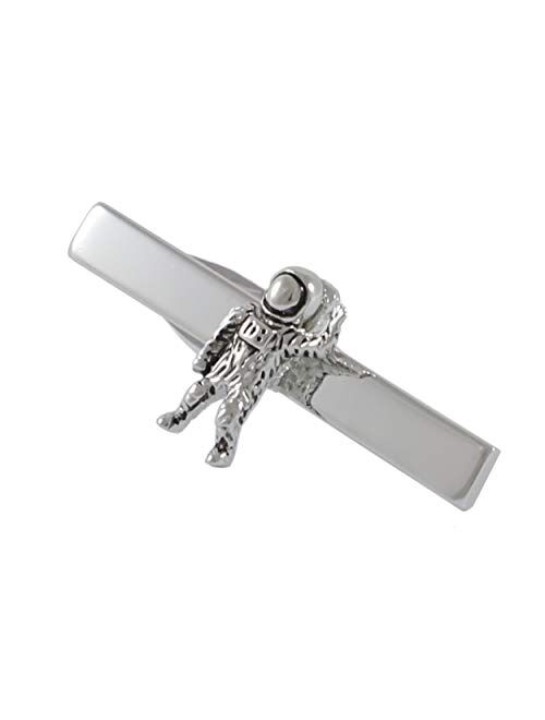 MENDEPOT Antique Silver Tone Astronaut Tie Clip Space Pilot Tie Clip with Box