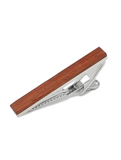 MENDEPOT Fashion Wood Tie Clip with Box Wood Tie Slide