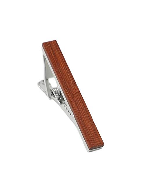 MENDEPOT Fashion Wood Tie Clip with Box Wood Tie Slide