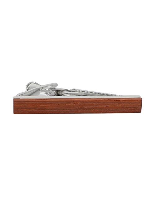 MENDEPOT Fashion Wood Tie Clip with Box Wood Tie Slide