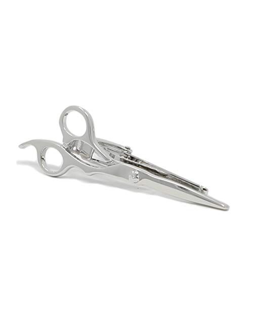 MENDEPOT Novelty Barber Scissors Tie Clip Silver Tone Scissors Tie Clip with Box