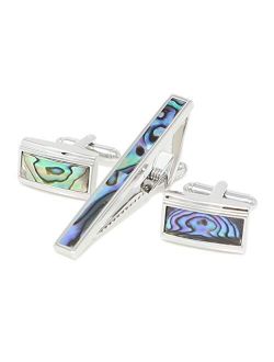 Classic Stone Cufflinks And Tie Clip Set With Gift Box Mother Pearl Cufflinks Tie Clip Abalone Men Shirt Set