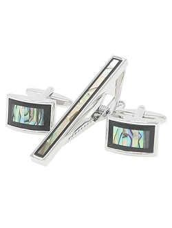 Classic Stone Cufflinks And Tie Clip Set With Gift Box Mother Pearl Cufflinks Tie Clip Abalone Men Shirt Set