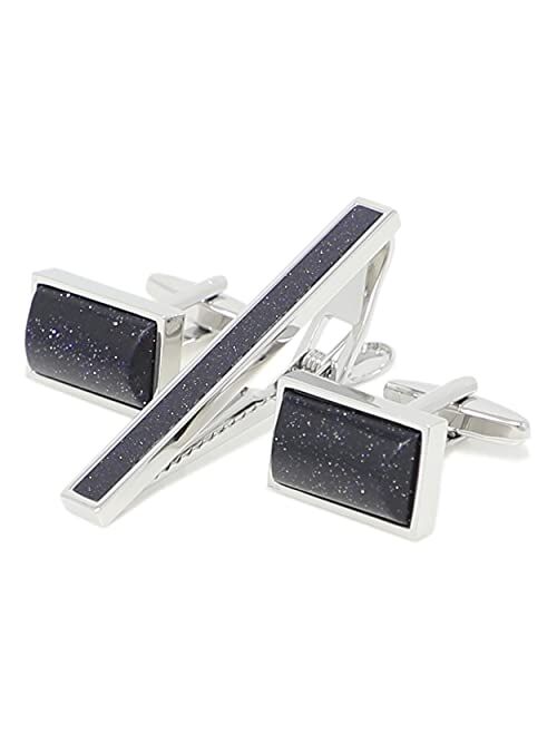 MENDEPOT Classic Stone Cufflinks And Tie Clip Set With Gift Box Mother Pearl Cufflinks Tie Clip Abalone Men Shirt Set