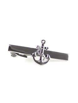 Anchor Tie Clip Rhodium Plated Fashion Anchor Tie Clip in Box