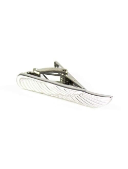 Wing Tie Bar with Box Silver Tone Bird Wing Tie Clip Matte Black Wing Tie Bar