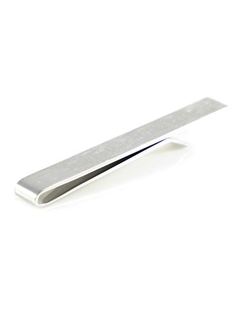 MENDEPOT Brushed Silver Tone Wedding Theme Tie Clip with Box Father of The Bride Tie Slide