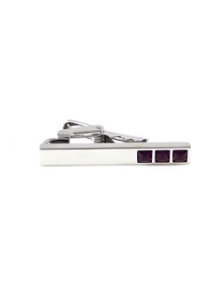 Rhodium Plated Three Crystal Stones Tie Clip Purple Crystal Tie Bar Navy Crystal Tie Clip