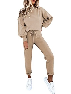 Fixmatti Women's 2 Piece Outfits Long Sleeve Pullover Sweatshirt Jogger Pants Sweatsuit