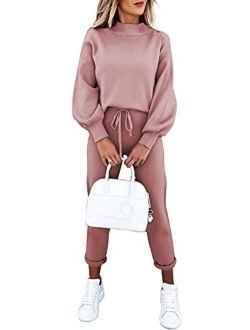 Fixmatti Women's 2 Piece Outfits Long Sleeve Pullover Sweatshirt Jogger Pants Sweatsuit