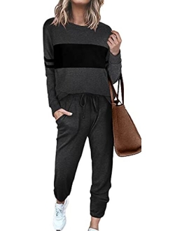 Sipaya Colorblock Sweatsuits Sets for Women 2 Piece Casual Outfits Lounge Sets