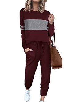 Sipaya Colorblock Sweatsuits Sets for Women 2 Piece Casual Outfits Lounge Sets