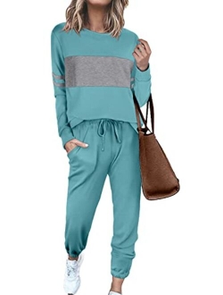 Sipaya Colorblock Sweatsuits Sets for Women 2 Piece Casual Outfits Lounge Sets