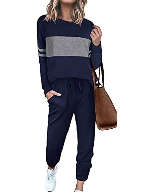 Sipaya Colorblock Sweatsuits Sets for Women 2 Piece Casual Outfits Lounge Sets