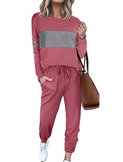 Sipaya Colorblock Sweatsuits Sets for Women 2 Piece Casual Outfits Lounge Sets